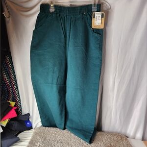 Women's Green Elastic Waist Heavy Duty Pants - Northwest Blue - Size 14